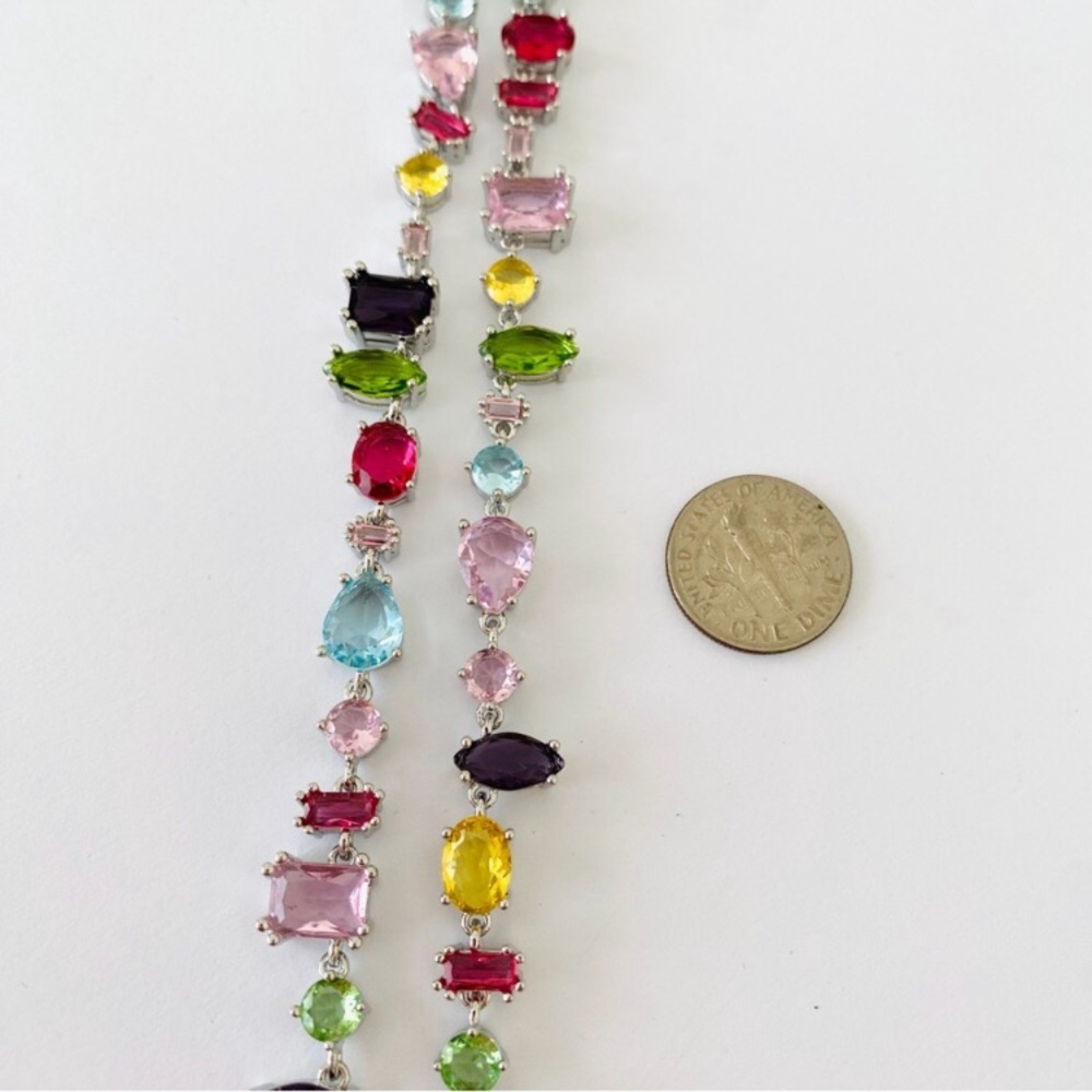 New in Box $520 Swarovski Gema Rainbow Crystals Rhodium Plated Necklace - Picture 8 of 12